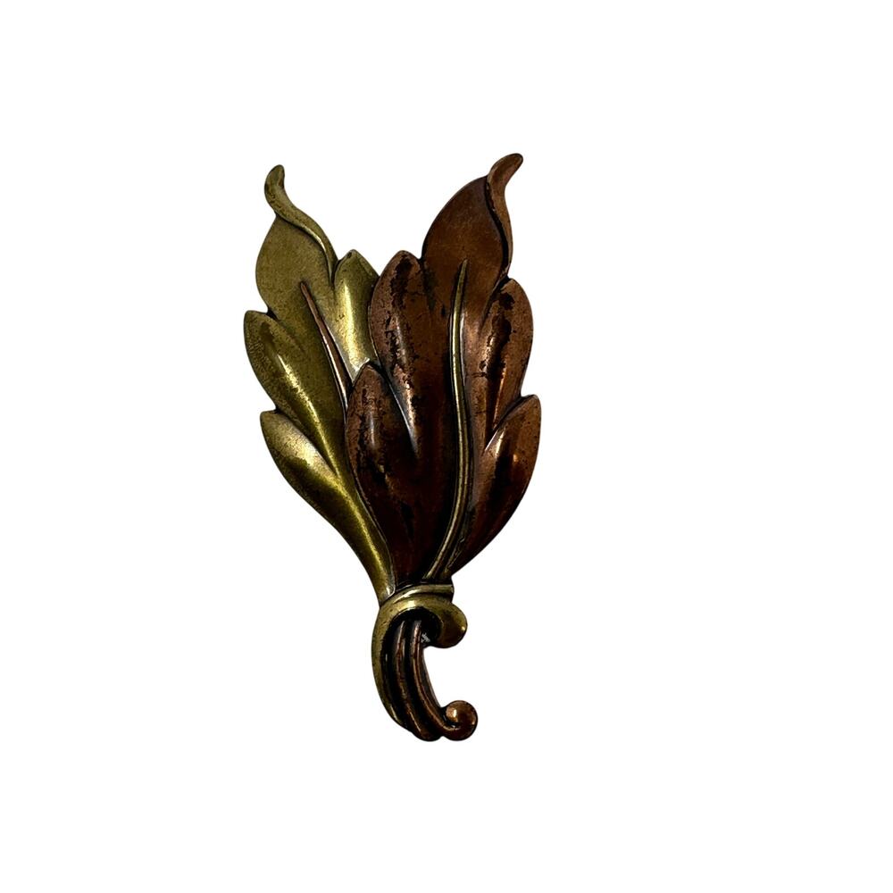Vintage Unbranded Brooch Pin Leaf Bouquet Gold & Copper Tone Metal